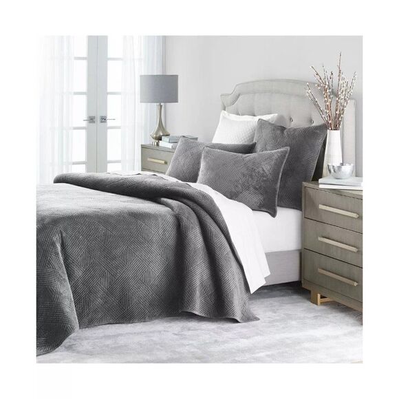 $260.00 Charter Club Damask Velvet 3-Pc. Coverlet Set, Full/Queen, Gray